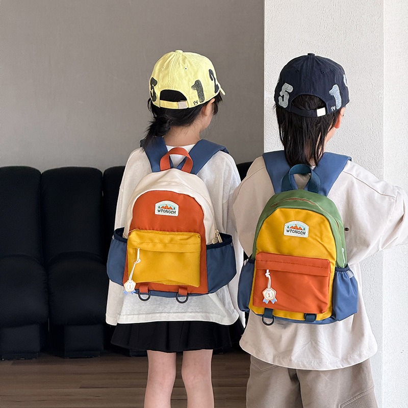 New Color Blocked Children's B - Canvas Backpack Casual 评论和价格